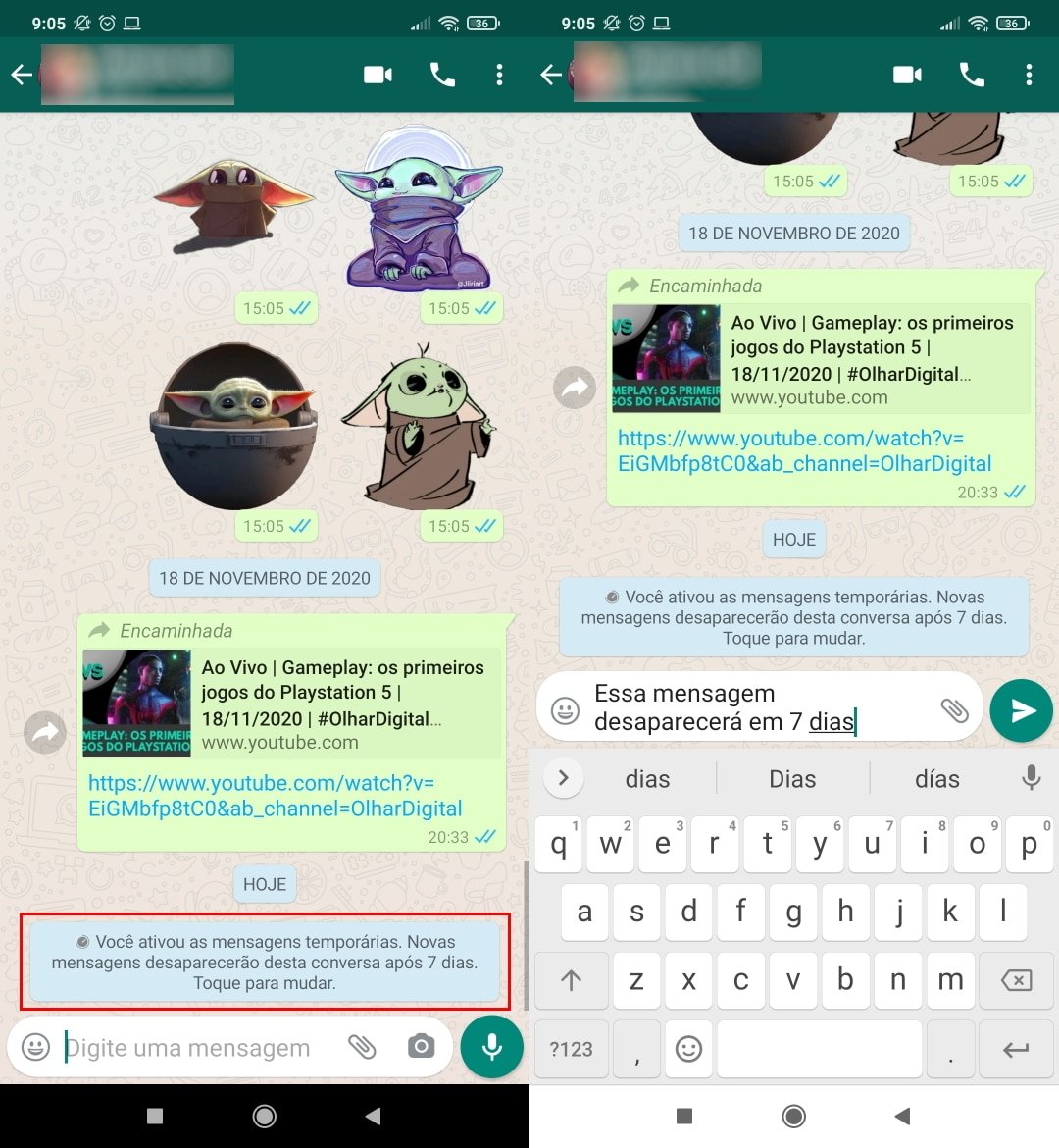 Como mandar mensagens temporárias no WhatsApp - Passo 4