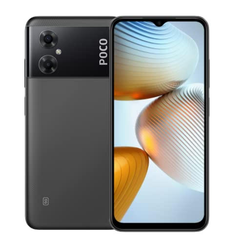 Xiaomi Câmera dupla Poco M4 5G 4G LTE (64 GB + 4 GB) versão global desbloqueada de 6,6 polegadas 5000 mAh 13 MP (USA Market Tmobile/Mint/Tello) + (com pacote de carregador rápido de carro) (preto)